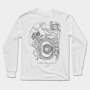 Mazda RX-7 FC FD RX-8 engine Vankel rotary engine blueprint Long Sleeve T-Shirt